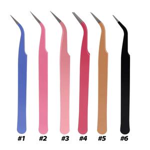 Ensemble de pinces à cils en acier inoxydable de précision avec pointes lisses, disponibles en plusieurs couleurs, pour l'application d'extensions de cils - Product Image 6