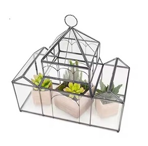 Terrarium en métal élégant, pot en verre, boîte de présentation géométrique, support pour plantes d'intérieur, décoration moderne pour la maison, pièce maîtresse - Product Image 3