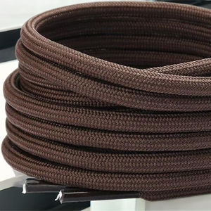 Lacets personnalisés 32 marron tressés 5mm écologiques 100% cordons de cordon de serrage en polyester pointe en plastique personnalisée pour les sweats à capuche de vêtements de sport - Product Image 1