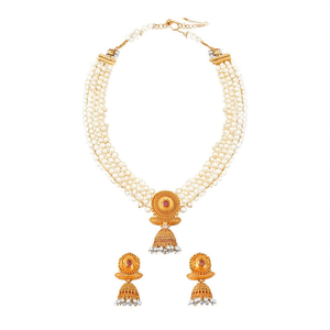 Traditional Matte Pota Stone and <b>Pearl</b> Fine Jewelry <b>Necklace</b> <b>Set</b> - Product Image 2