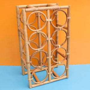 High quality natural rattan <b>rack</b> shelf for <b>wine</b> soft drink bottle handcrafted champagne <b>racks</b> - Product Image 1