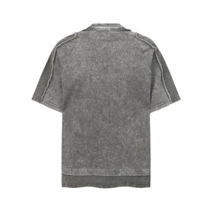 Haut décontracté pour homme, style vintage, deux pièces, bicolore, respirant, 100 % coton, coupe ajustée, confortable, avec détails usés, fabrication soignée, lavé pour l'été - Product Image 6