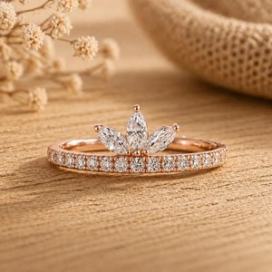 Bague de mariage éternelle en or massif 10K 14K 18K avec diamants de laboratoire DEF couleur VS VVS, taille Marquise et ronds, certifiée IGI - Product Image 2