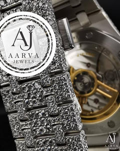 Montre mécanique en acier inoxydable incrustée de diamants, style quartz de luxe, analogique, avec lunette en cristal, bracelet, montre habillée pour cadeau - Product Image 2