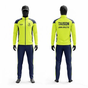 Conjunto Deportivo para Hombre, Traje de Entrenamiento de Béisbol, Poliéster Premium 240 GSM, Verde Lima, Azul Marino, Panel Lateral con Logotipo Personalizado, Cierre Completo - Product Image 1