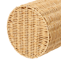 Corbeille à Papier en Rotin Naturel Tressé à la Main, Écologique, Panier à Déchets Classique à Couvercle Ouvert, Corbeille de Rangement pour Chambre