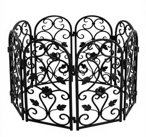 Barrera Decorativa Plegable para Patio, de Metal Negro, con Diseño Floral, para Jardín - Product Image 3