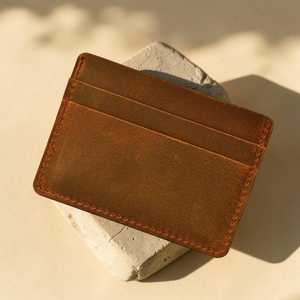 Zippered Leather <b>Card</b> Holder <b>RFID</b> Blocking Slim Credit <b>Card</b> Case Custom Logo Men's Front Pocket <b>Wallet</b> LNCR-0033C - Product Image 4