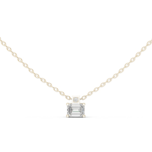 14K Rose Gold <b>Emerald</b> & Round Lab-Grown Diamond <b>Pendant</b> for Women | Everyday Wear | New Grown Diamond - Product Image 2
