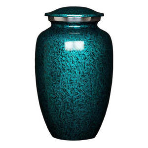Urna Funeraria Clásica de Color Verde Azulado Texturizado con Tapa Pulida para una Exhibición Conmemorativa Atemporal - Product Image 1