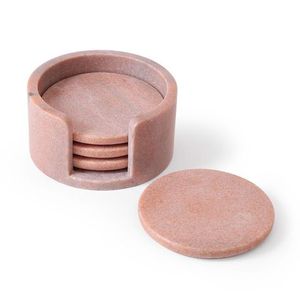 Juego de posavasos de mármol natural con almohadillas antideslizantes para una colocación estable de tazas, jarras y vasos. - Product Image 6