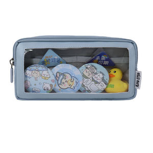 New Clear Window Customizable Storage Blue Zippered Pencil Case A5 Size PVC Stationery <b>Bag</b> Design for <b>School</b> Office - Product Image 3