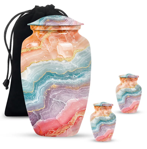 Abstract Marble Pattern Aluminum Urn Customizable Cremation <b>Keepsake</b> Vessel for Burial <b>Memorial</b> Decoration - Product Image 4