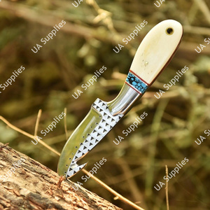 UA Supplies Couteau de boucher artisanal en acier pour fermeur de chevaux, usage industriel, extérieur et camping, avec manche en os de chameau, port horizontal, ODM OEM - Product Image 3