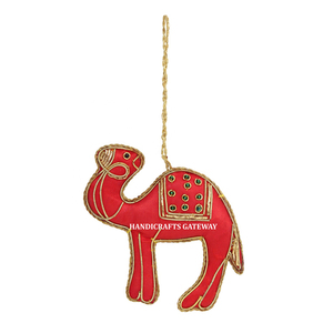 Indian Unique Shape Light Pink Color Handmade Golden Zari Embroidery With Beaded Work Christmas Tree Decorative <b>Hanging</b> <b>Ornament</b> - Product Image 3