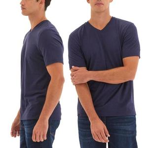 T-shirt basique blanc à col en V pour homme, 100 % coton, coupe classique, couleur unie, impression de logo personnalisée, fabriqué au Bangladesh - Product Image 5