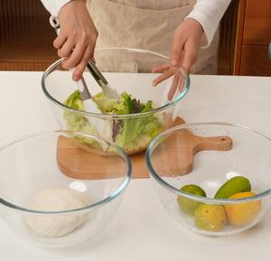 Ensemble de bols de service en verre poli écologiques, bols à salade en verre transparent en gros, fournisseur de vaisselle pour fêtes - Product Image 2