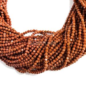 Cuentas redondas microfacetadas de arenisca roja natural de 2 mm, cuentas de arenisca para la fabricación de joyas, venta al por mayor, cuentas sueltas facetadas con corte de diamante. - Product Image 1