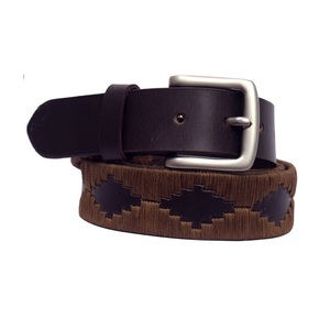 Cinturón de Cuero Negro Hecho a Mano de 80g con Bordado Marrón y Hebilla de Latón, Accesorio Casual para Hombres y Mujeres - Product Image 3