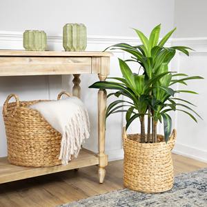 ชุดตะกร้าเก็บของสานจากผักตบชวาสีเบจ 2 ใบ ตะกร้าเก็บของทำมือ ขายส่ง เป็นมิตรกับสิ่งแวดล้อม ผลิตในเวียดนาม - Product Image 2