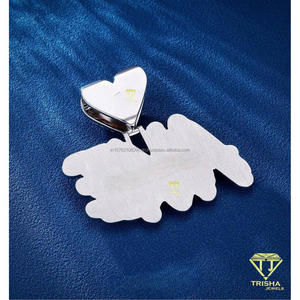 <b>Custom</b> Moissanite Broken Heart <b>Name</b> Pendant Personalized Letter <b>Necklace</b> Hip Hop Jewelry Gold Plated Gift Wholesale Moissanite - Product Image 4