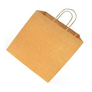 Sac à lunch en papier kraft de haute qualité imprimé recyclable personnalisé avec poignées torsadées - Product Image 5