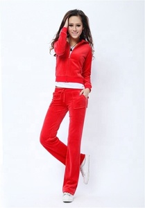 Combinaison de survêtement en tissu velours pour femmes, bon marché, vente en gros, pantalon Long et fermeture éclair, tenue côtelée - Product Image 2