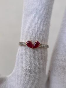Élégante bague à deux pierres en rubis rouge, coupe poire, vintage, en argent sterling 925 plaqué or 14 carats, pour fiançailles et mariage - Product Image 2
