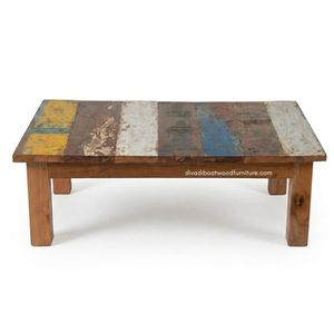 Handcrafted <b>Rustic</b> Wooden <b>Coffee</b> <b>Table</b> Reclaimed Boat Wood Antique Original Color Indoor Outdoor Living Room Furniture Knockdown - Product Image 1