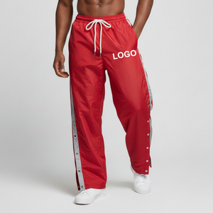 Pantalon de survêtement décontracté pour homme de haute qualité, rouge, taille élastique, avec bande latérale, respirant, en polyester, pour l'été - Product Image 4