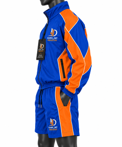 Conjunto Deportivo OARH_INT INDUSTRY para Hombre, Azul y Naranja, con Bloques de Color, Pantalones Cortos de Poliéster, Ropa Deportiva para Otoño - Product Image 4