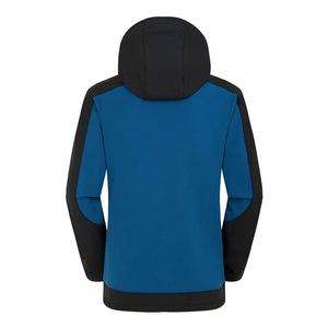 Custom Softshell Jacket Men Fleece Lined Blue Red Grey Navy Waterproof Hooded Color Block Full Zip Up Outdoor Warm Coat - Product Image 5