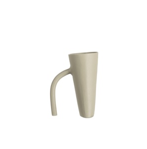 Jarrón Decorativo Beige con Asa Curva y Acabado Texturizado para Decoración Moderna del Hogar, Estilismo de Estantes y Exhibición Floral de Mesa - Product Image 3