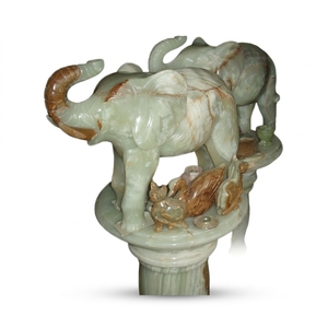White Onyx Handmade Carved Fancy <b>Elephant</b> Figurine Holiday Chinese New Year Decoration <b>Gift</b> Customized Design - Product Image 3