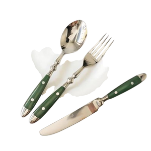 Ensemble de couverts en métal moderne avec poignées en cristal, finition miroir haute brillance, passe au lave-vaisselle, pour mariage et usage domestique - Product Image 4