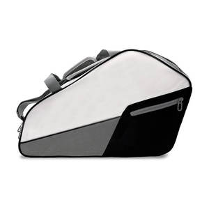 Sac de sport multifonctionnel pour raquettes, blanc, gris, noir, avec blocs de couleur, bretelles rembourrées, organisateur d'équipement - Product Image 1