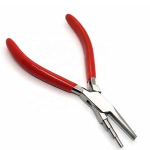 Alicates de conformación de 3 pasos con punta redonda y cóncava de 5.5 pulgadas para doblar alambre y hacer bucles, mango de vinilo, acero inoxidable - Product Image 1
