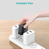 Pengisi Daya Cepat USB-C 65W PD 3.0 GaN Adaptor Dinding dengan Kabel Tipe-C + USB-A untuk Laptop MacBook iPhone