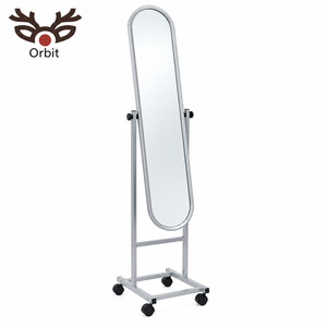 Orbit Full Length Floor <b>Mirror</b> Aluminum Frame Minimalist Design Home Use Standing Dressing <b>Mirror</b> With Wheels - Product Image 2