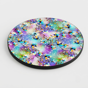 Posavasos Redondo de MDF con Diseño Moderno Hecho a Mano, con Motivo Floral en Acuarela, 9 cm de Diámetro, 3 mm de Grosor, Personalizable, de REHMAN CRAFT India - Product Image 2