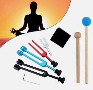 Juego de 4 diapasones para sanación de chakras, terapia de sonido por vibración, meditación. - Product Image 1