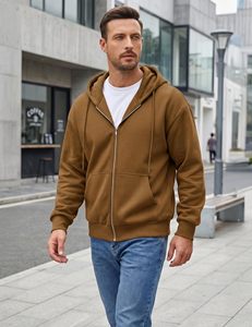 Sweat à capuche zippé pour homme de haute qualité avec logo personnalisé, coupe ajustée, en tissu éponge, avec cordon de serrage, style décontracté, Hysaf Apparels Co. - Product Image 1