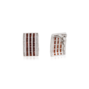 Handmade Stunning 925 <b>Sterling</b> <b>Silver</b> Natural Garnet & Diamond Statement Earrings For Women's Party Wear Jewelry - Product Image 5