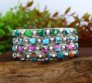Bracelet en turquoise Oyster, bracelet en argent sterling 925 plaqué, bracelet manchette fait main, bracelet en coton doux, bracelet manchette tendance - Product Image 2