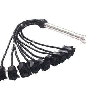 Látigo de Cuero con Diseño de Rosa, Látigos Negros para Juegos BDSM - Product Image 6