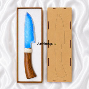 Couteau à pointe d'arc en opalite avec manche en bois sculpté, objet d'art de collection - Product Image 2