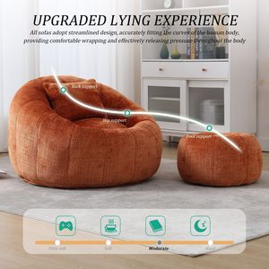 UNITED WE WIN Poltrona Sacco Moderna, Pouf Rotondo Confortevole per Adulti, Sedia Singola per Lettura e Relax con Cuscino - Product Image 4