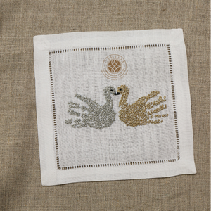 <b>Charming</b> embroidered cocktail napkin, easy-care, reusable, perfect for weddings, dinners, and rustic themes. - Product Image 1