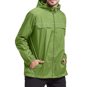 Premium Quality <b>Men</b> Solid Green Hooded Windbreaker <b>Jacket</b> Full Zip Lightweight Outdoor <b>Running</b> Windproof Breathable Casual Coat - Product Image 1