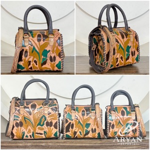 Wholesale Custom Factory Price Tooled Genuine <b>Leather</b> Small Speedy <b>Bags</b> Stylish Grass Design Crossbody Unisex Travel <b>Duffel</b> <b>Bags</b> - Product Image 1
